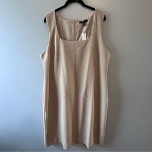 Banana Republic Sheath Dress Square Neck Size 18 Beige Tan NWT